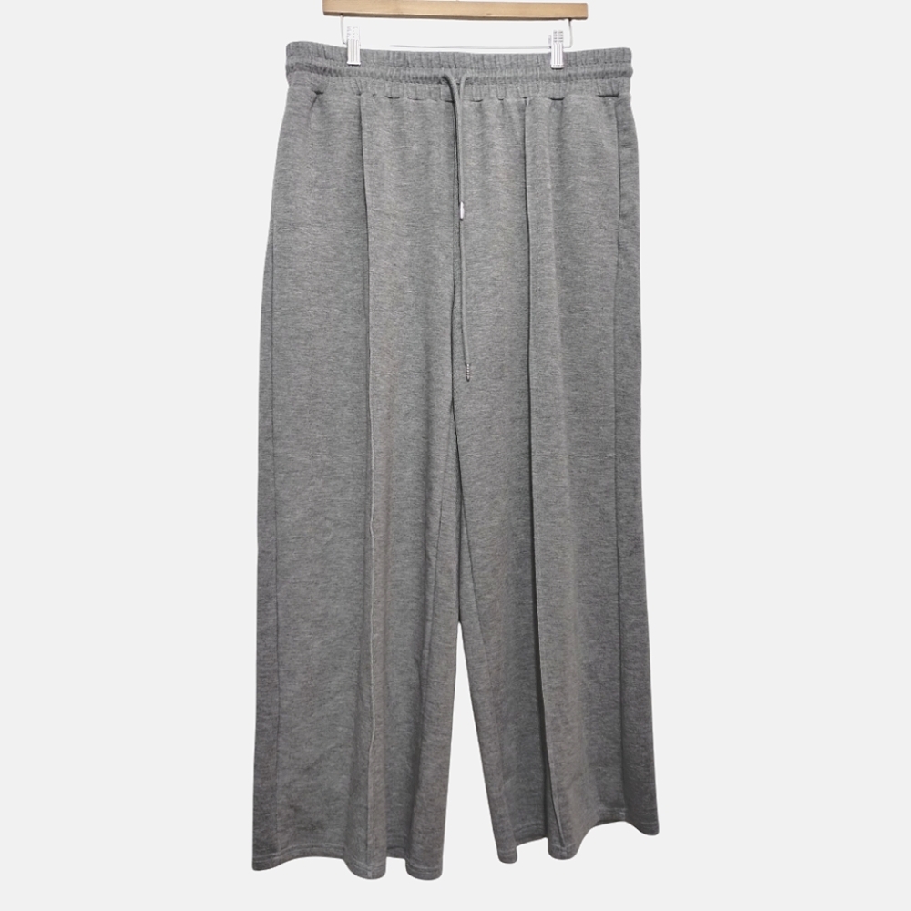 Sweatpants Women's Wide Legs 2XL Elastic Drawstring Relaxed Preppy Pockets